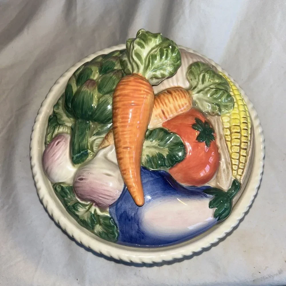 Fitz‎ & Floyd Carrot Top Woven Basket Covered Dish - 7-3/4